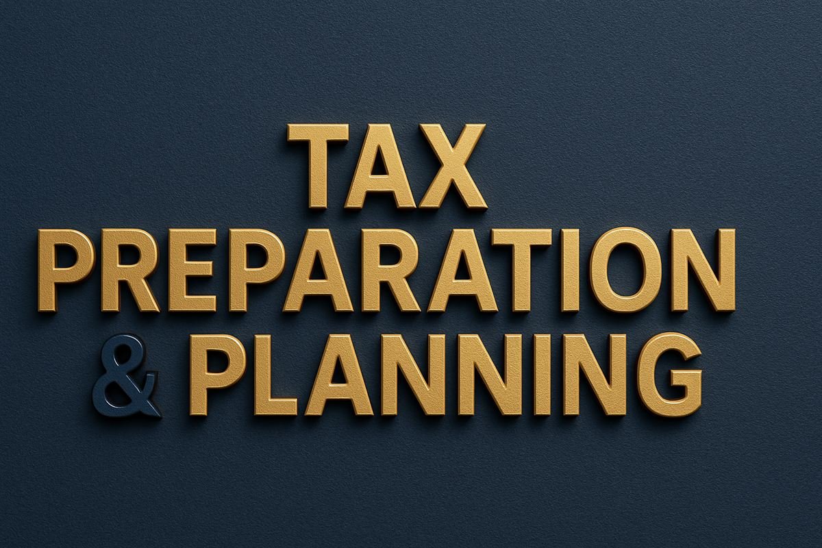 Tax Preparation & Planning in gold 3D lettering